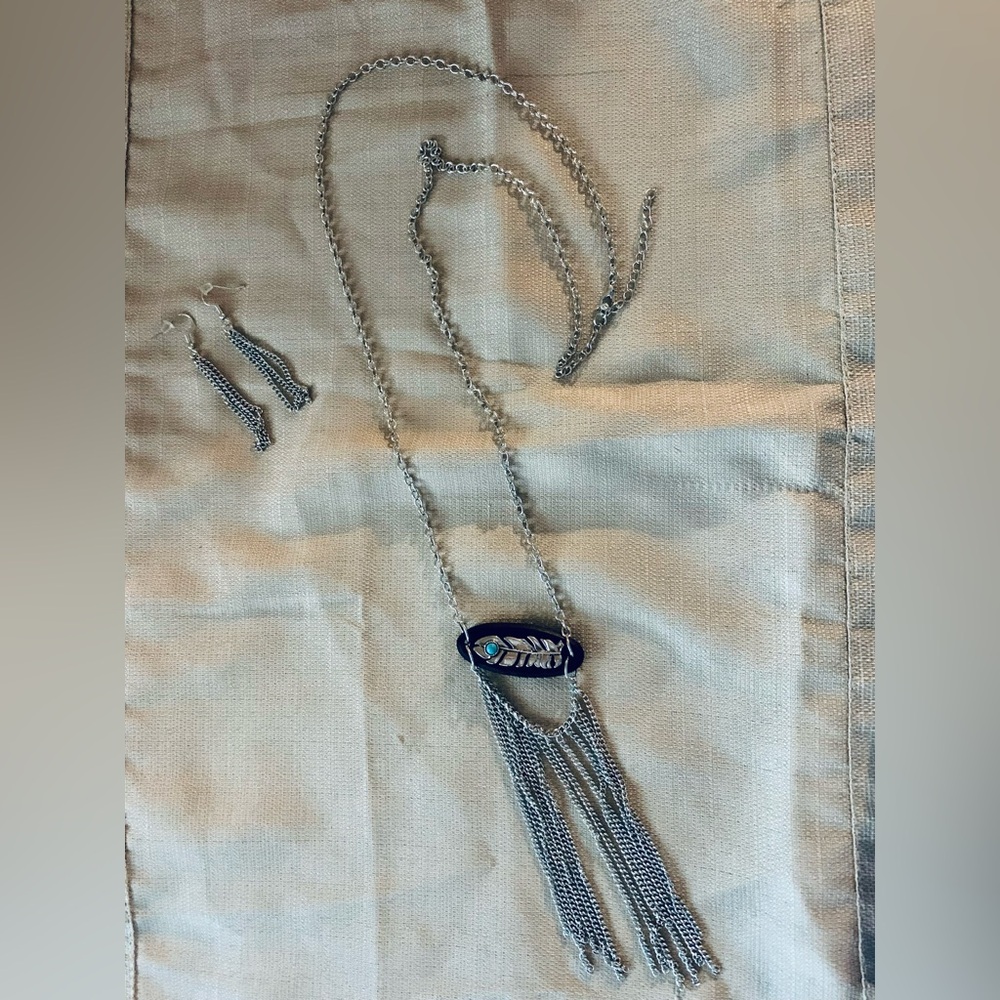 Long Silver Necklace NWOT